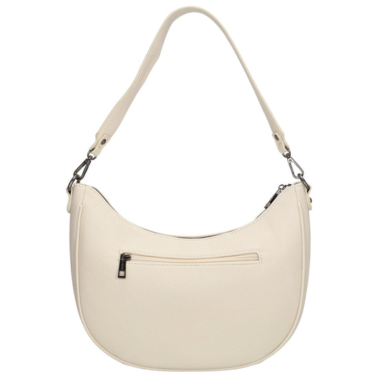 Schultertasche 37x37cm in Creme mit Reißverschluss und Wechselriemen - leder-accessoires.com