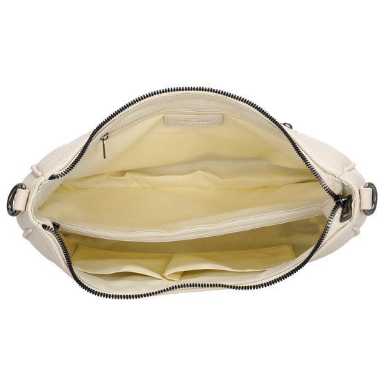 Schultertasche 37x37cm in Creme mit Reißverschluss und Wechselriemen - leder-accessoires.com