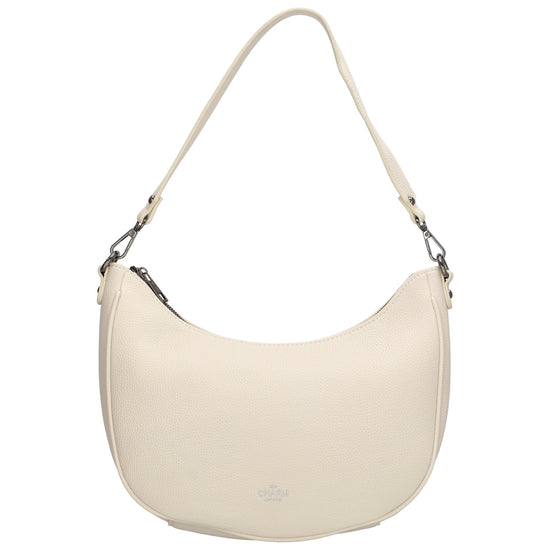 Schultertasche 37x37cm in Creme mit Reißverschluss und Wechselriemen - leder-accessoires.com