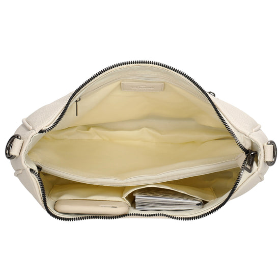 Schultertasche 37x37cm in Creme mit Reißverschluss und Wechselriemen - leder-accessoires.com