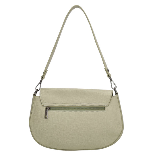 Schultertasche 28x17cm in Hellgrün mit Reißverschluss und Überschlag - leder-accessoires.com