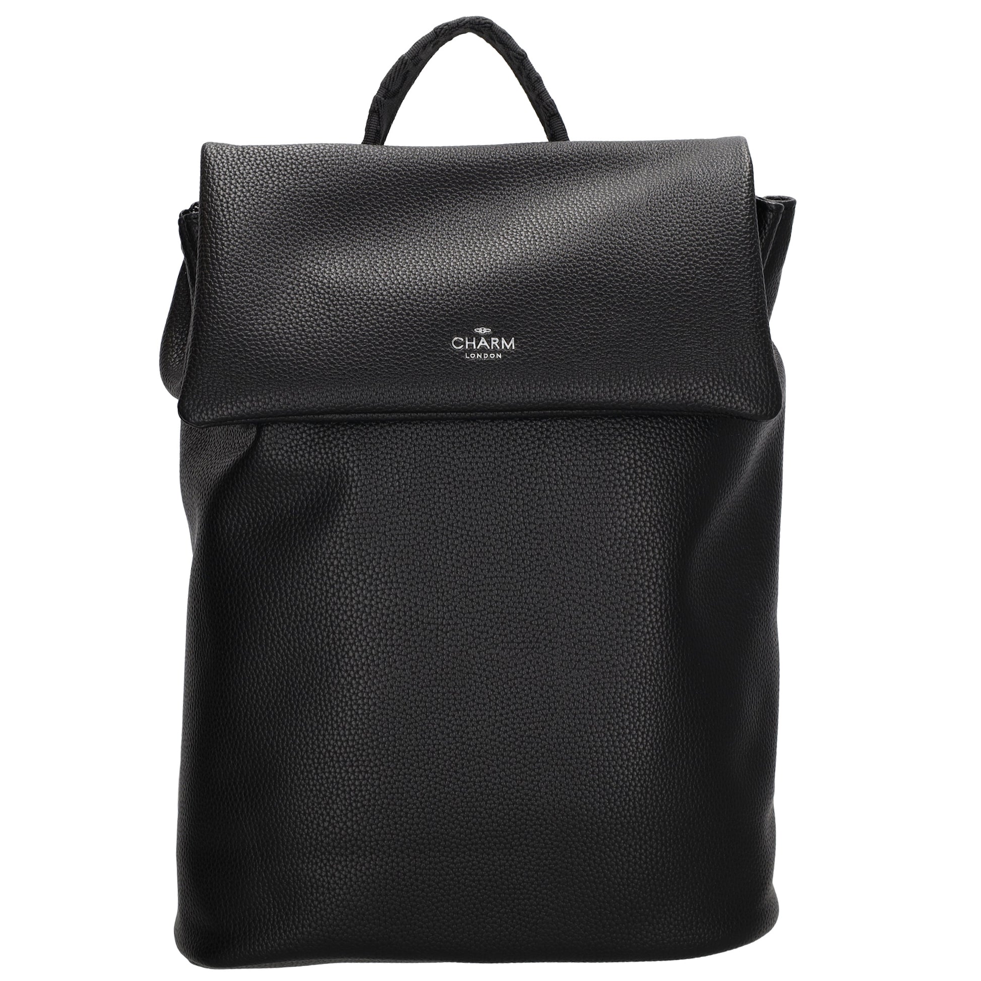 Rucksack 35 x 30cm in Schwarz mit Überschlag in Leder-Optik - leder-accessoires.com