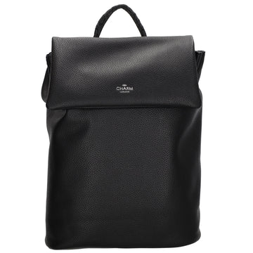 Rucksack 35 x 30cm in Schwarz mit Überschlag in Leder-Optik - leder-accessoires.com