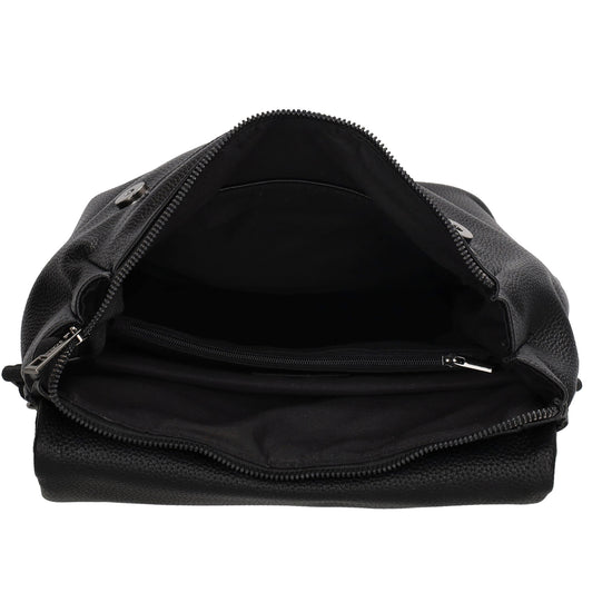 Rucksack 35 x 30cm in Schwarz mit Überschlag in Leder-Optik - leder-accessoires.com