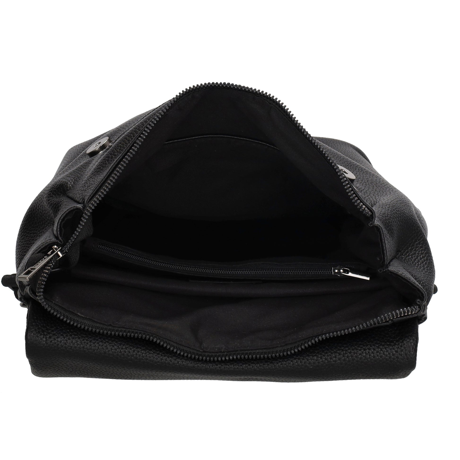 Rucksack 35 x 30cm in Schwarz mit Überschlag in Leder-Optik - leder-accessoires.com