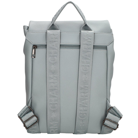 Rucksack 35 x 30cm in Hellblau mit Überschlag in Leder-Optik - leder-accessoires.com