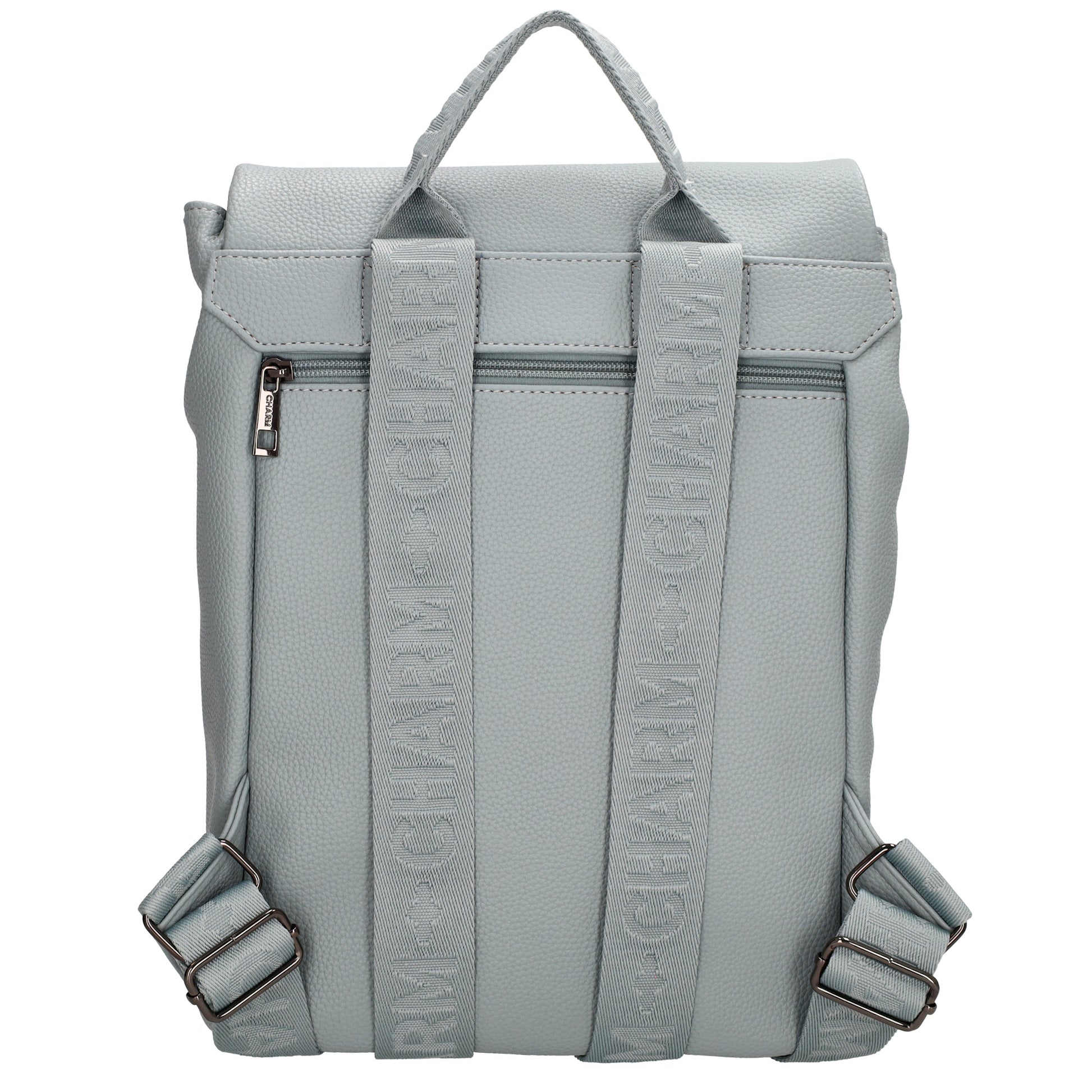 Rucksack 35 x 30cm in Hellblau mit Überschlag in Leder-Optik - leder-accessoires.com