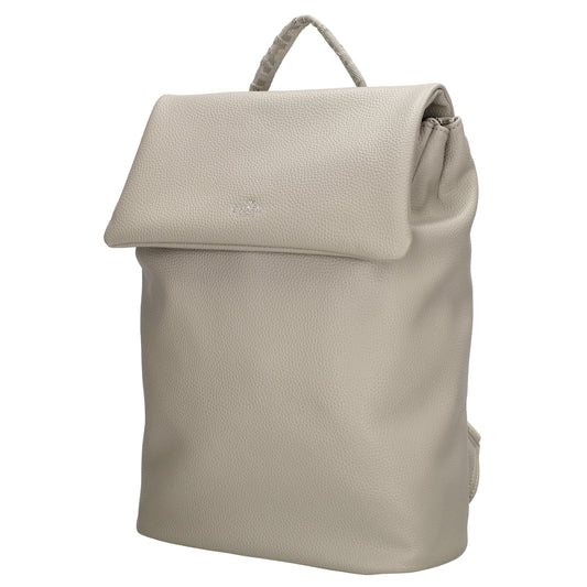 Rucksack 35 x 30cm in Hellgrau mit Überschlag in Leder-Optik