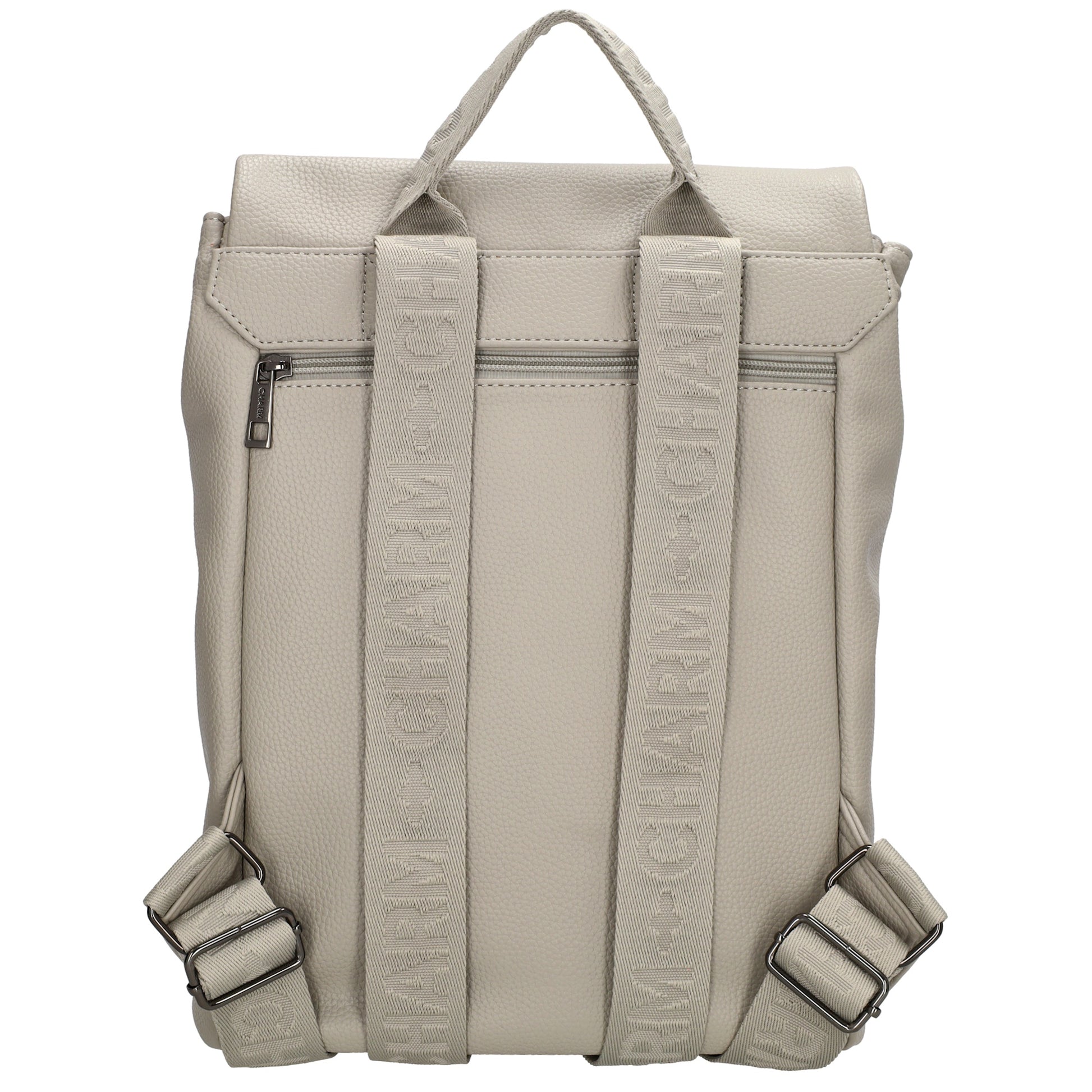 Rucksack 35 x 30cm in Hellgrau mit Überschlag in Leder-Optik - leder-accessoires.com