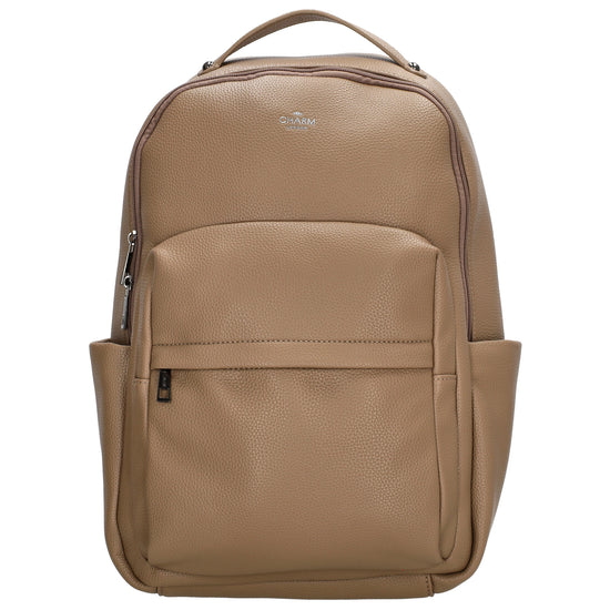 Rucksack 28x41cm in Taupe mit Reißverschluss und Vortasche - leder-accessoires.com