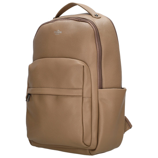 Rucksack 28x41cm in Taupe mit Reißverschluss und Vortasche - leder-accessoires.com
