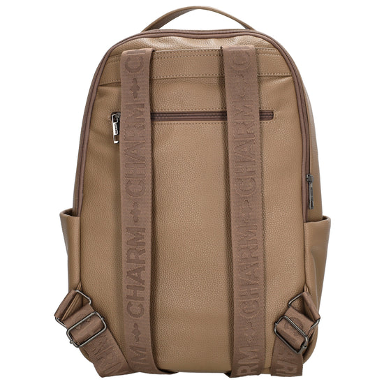 Rucksack 28x41cm in Taupe mit Reißverschluss und Vortasche - leder-accessoires.com