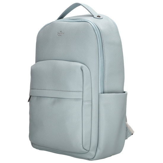 Rucksack 28x41cm in Hellblau mit Reißverschluss und Vortasche - leder-accessoires.com