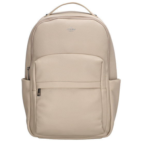 Rucksack 28x41cm in Beige mit Reißverschluss und Vortasche - leder-accessoires.com