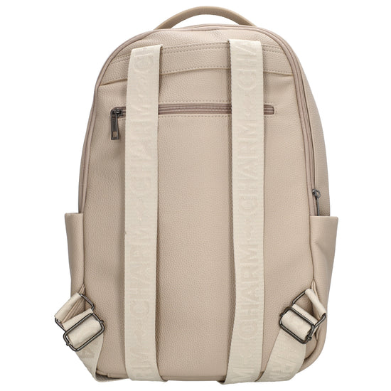Rucksack 28x41cm in Beige mit Reißverschluss und Vortasche - leder-accessoires.com