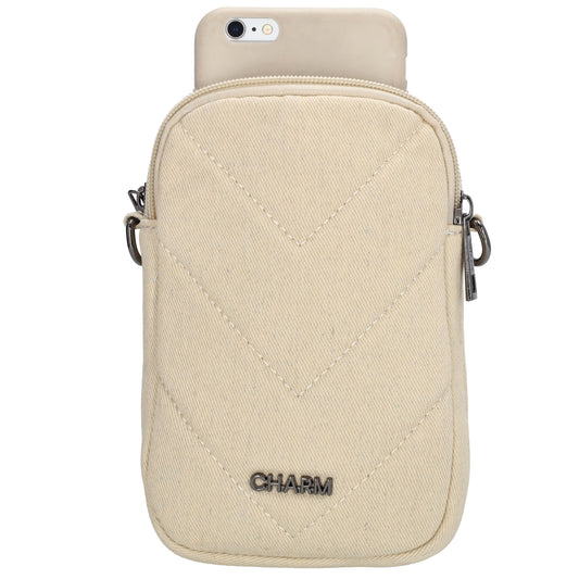 Handytasche 19x12cm in Beige mit Rautenmuster