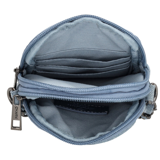 Handytasche 19x12cm in Hellblau mit Rautenmuster