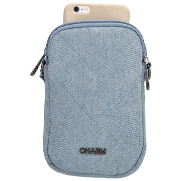 Handytasche 19x12cm in Hellblau mit Rautenmuster