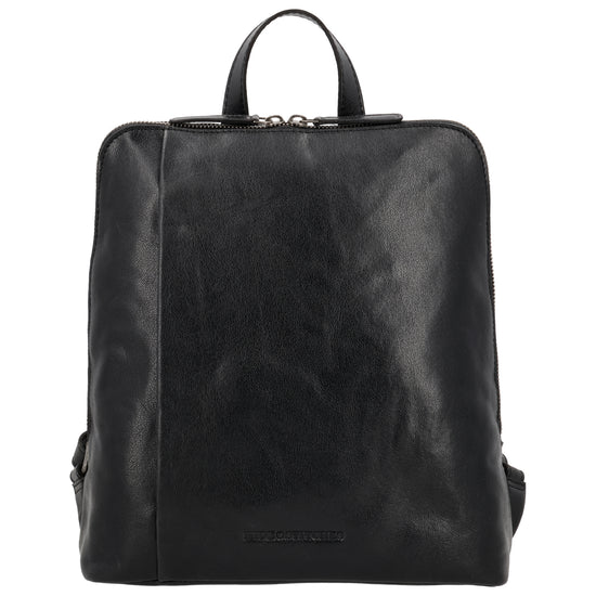 Rucksack 29 x 27cm in Schwarz mit Reißverschluss in Leder - leder-accessoires.com