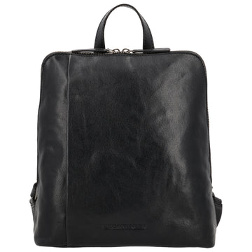 Rucksack 29 x 27cm in Schwarz mit Reißverschluss in Leder - leder-accessoires.com