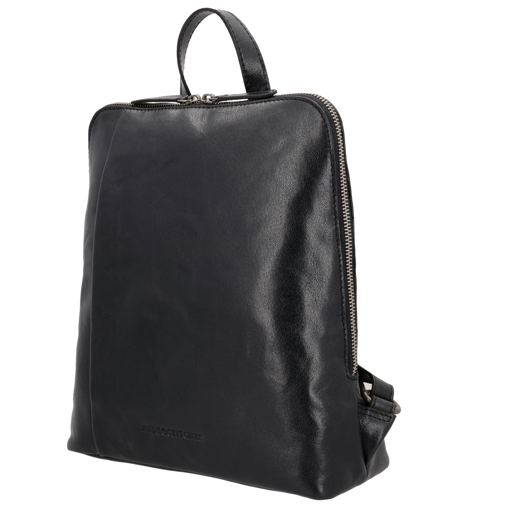 Rucksack 29 x 27cm in Schwarz mit Reißverschluss in Leder - leder-accessoires.com