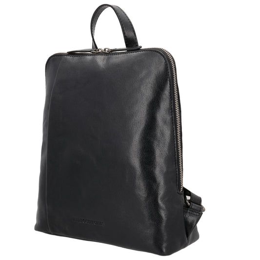 Rucksack 29 x 27cm in Schwarz mit Reißverschluss in Leder