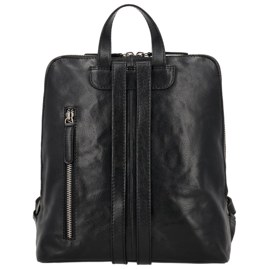 Rucksack 29 x 27cm in Schwarz mit Reißverschluss in Leder - leder-accessoires.com