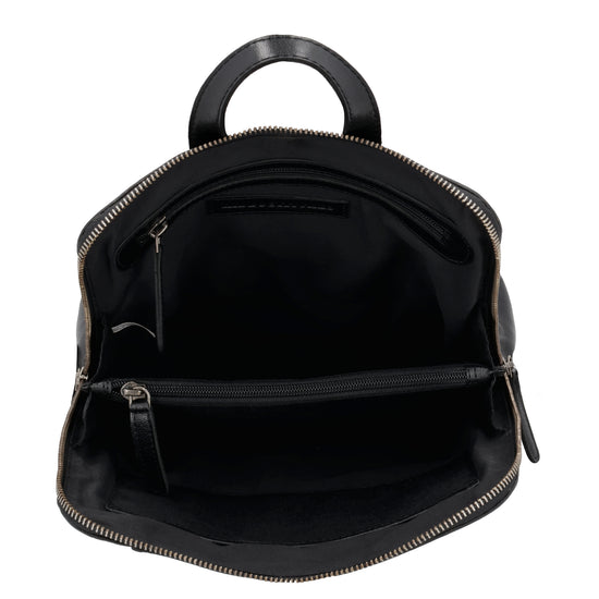 Rucksack 29 x 27cm in Schwarz mit Reißverschluss in Leder - leder-accessoires.com