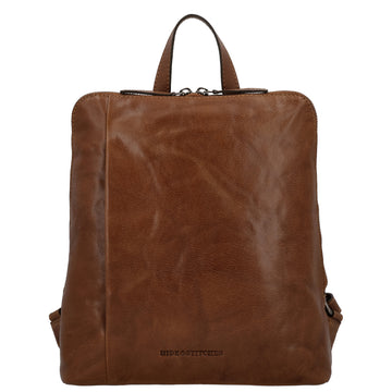 Rucksack 29 x 27cm in Cognac mit Reißverschluss in Leder - leder-accessoires.com