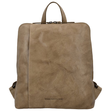 Rucksack 29 x 27cm in Taupe mit Reißverschluss in Leder - leder-accessoires.com