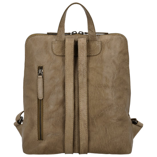 Rucksack 29 x 27cm in Taupe mit Reißverschluss in Leder - leder-accessoires.com