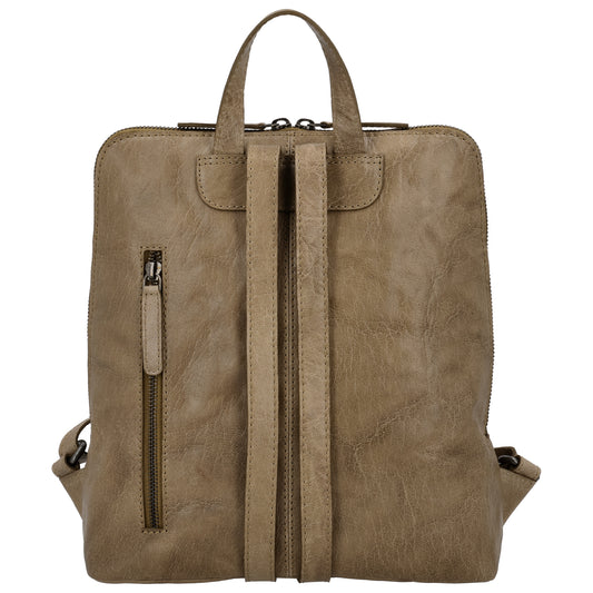 Rucksack 29 x 27cm in Taupe mit Reißverschluss in Leder