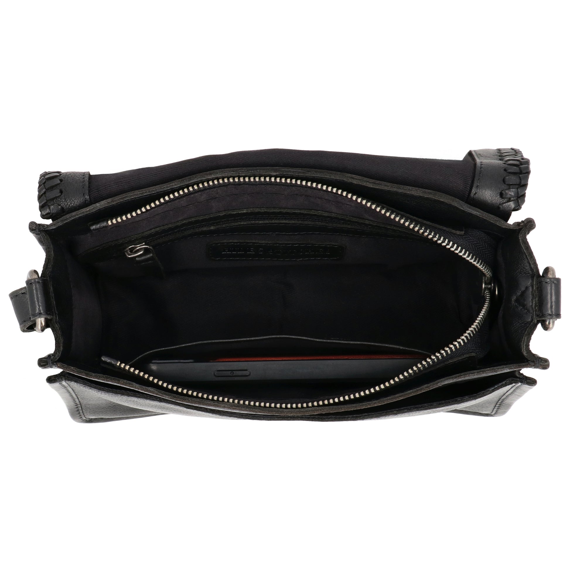 Elegante Crossbodytasche 24x19cm Schwarz – Leder & geflochtene Klappe - leder-accessoires.com