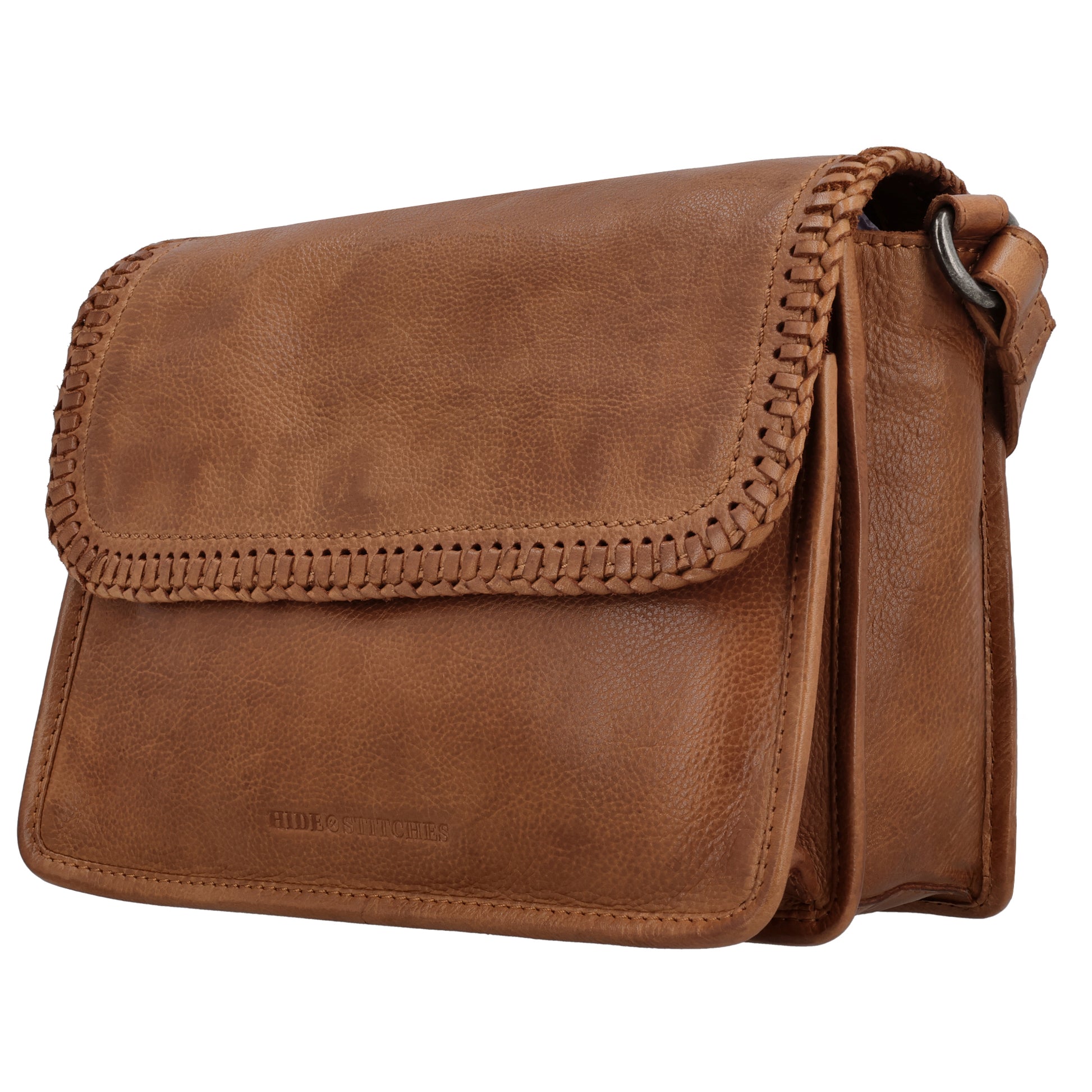 Cognac Crossbodytasche 24x19cm – Leder, Reißverschluss & modischer Look - leder-accessoires.com