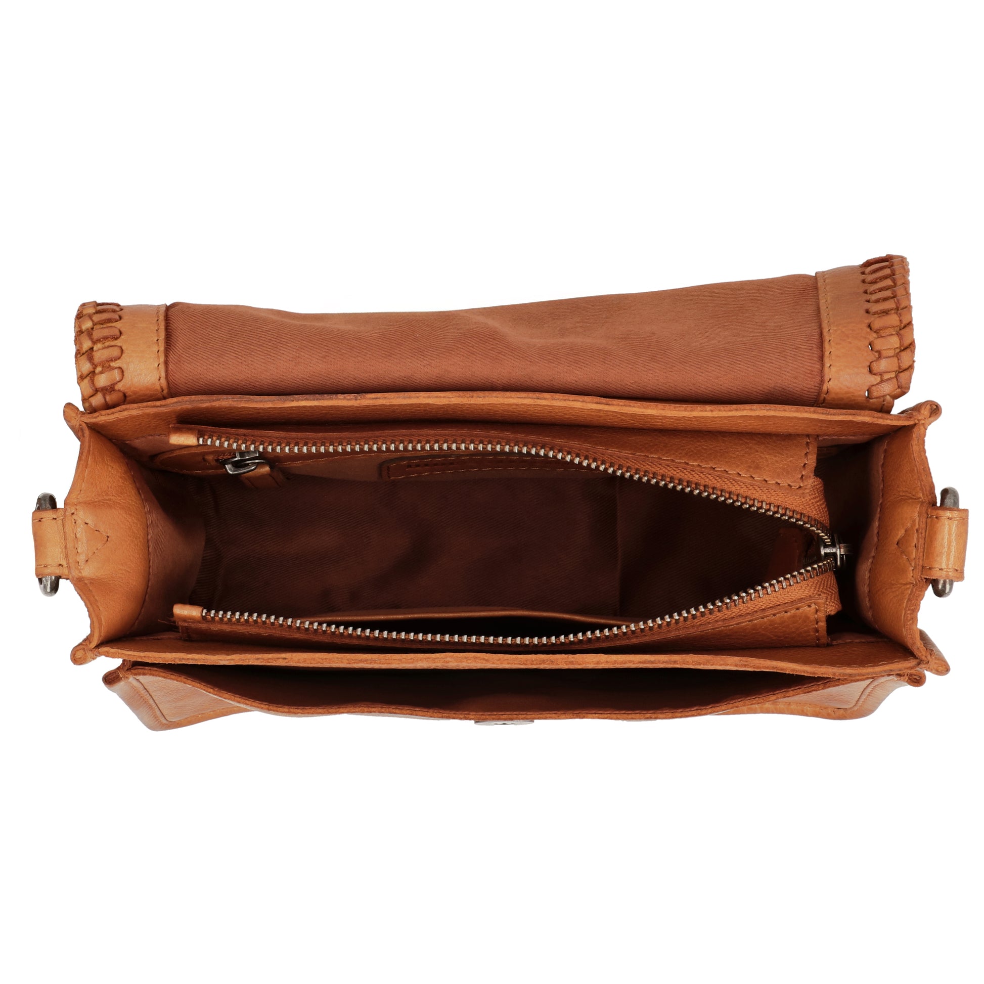Cognac Crossbodytasche 24x19cm – Leder, Reißverschluss & modischer Look - leder-accessoires.com