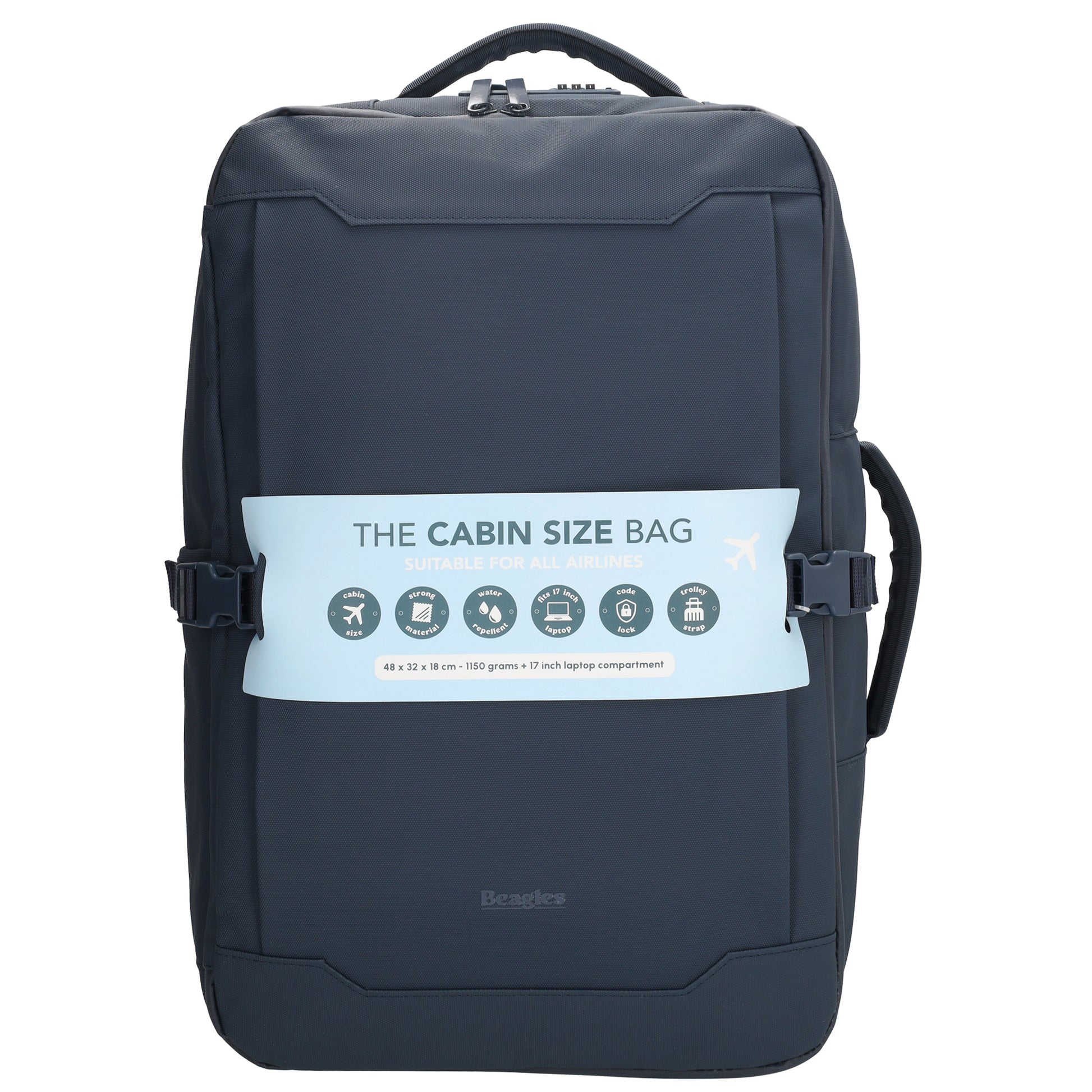 Rucksack 48x32x18cm in Dunkelblau mit Brustgurt und Aufsteckfunktion - leder-accessoires.com