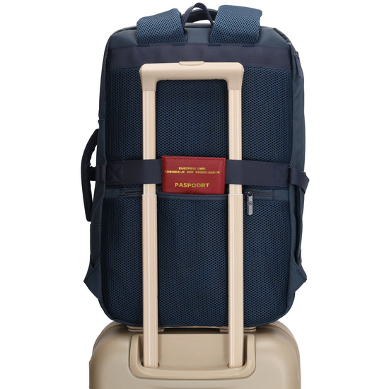 Rucksack 48x32x18cm in Dunkelblau mit Brustgurt und Aufsteckfunktion - leder-accessoires.com