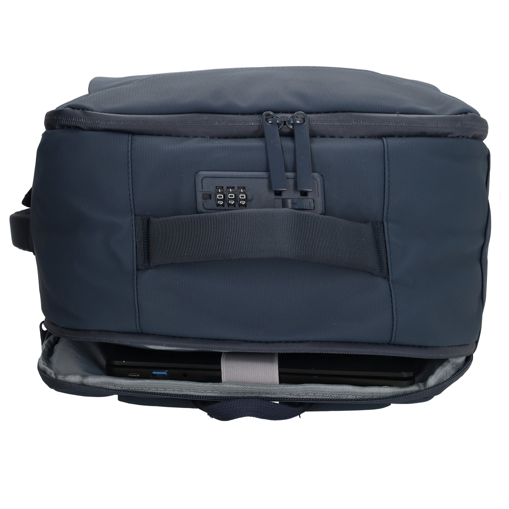 Rucksack 48x32x18cm in Dunkelblau mit Brustgurt und Aufsteckfunktion - leder-accessoires.com