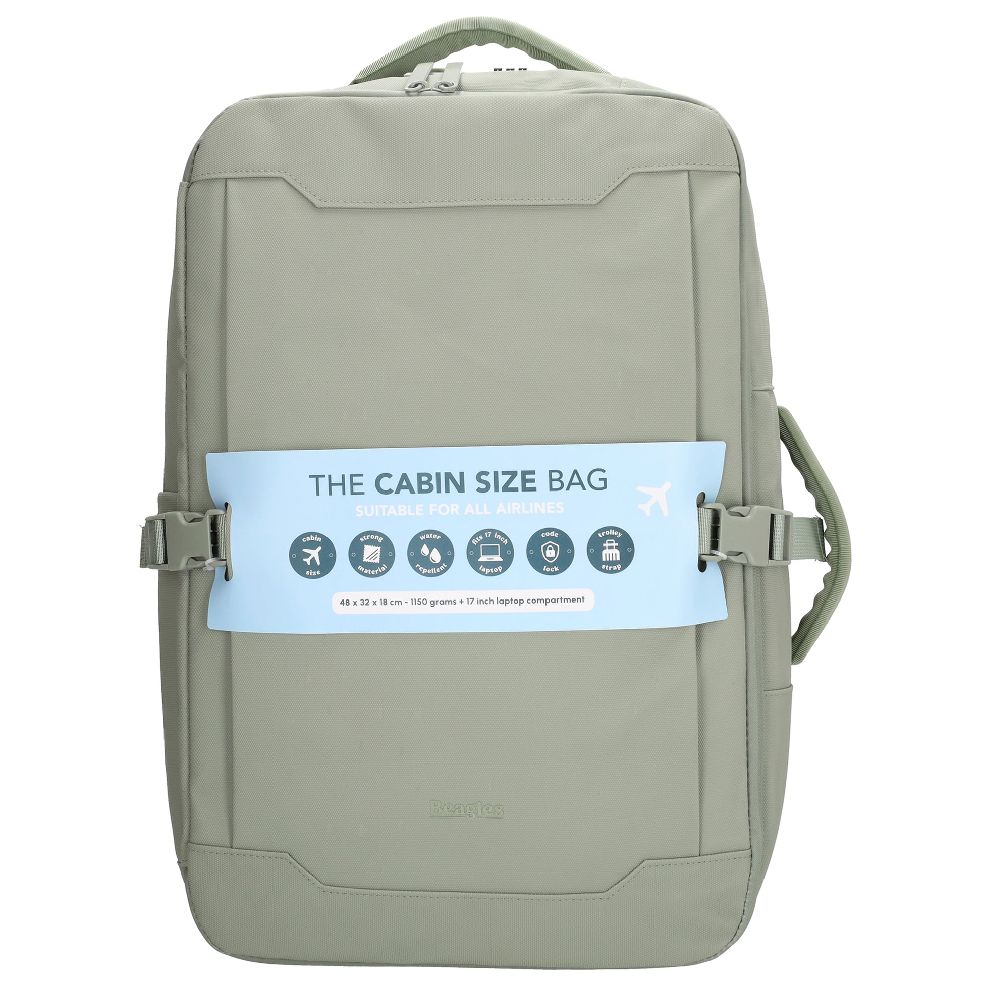 Rucksack 48x32x18cm in Mint mit Brustgurt und Aufsteckfunktion - leder-accessoires.com