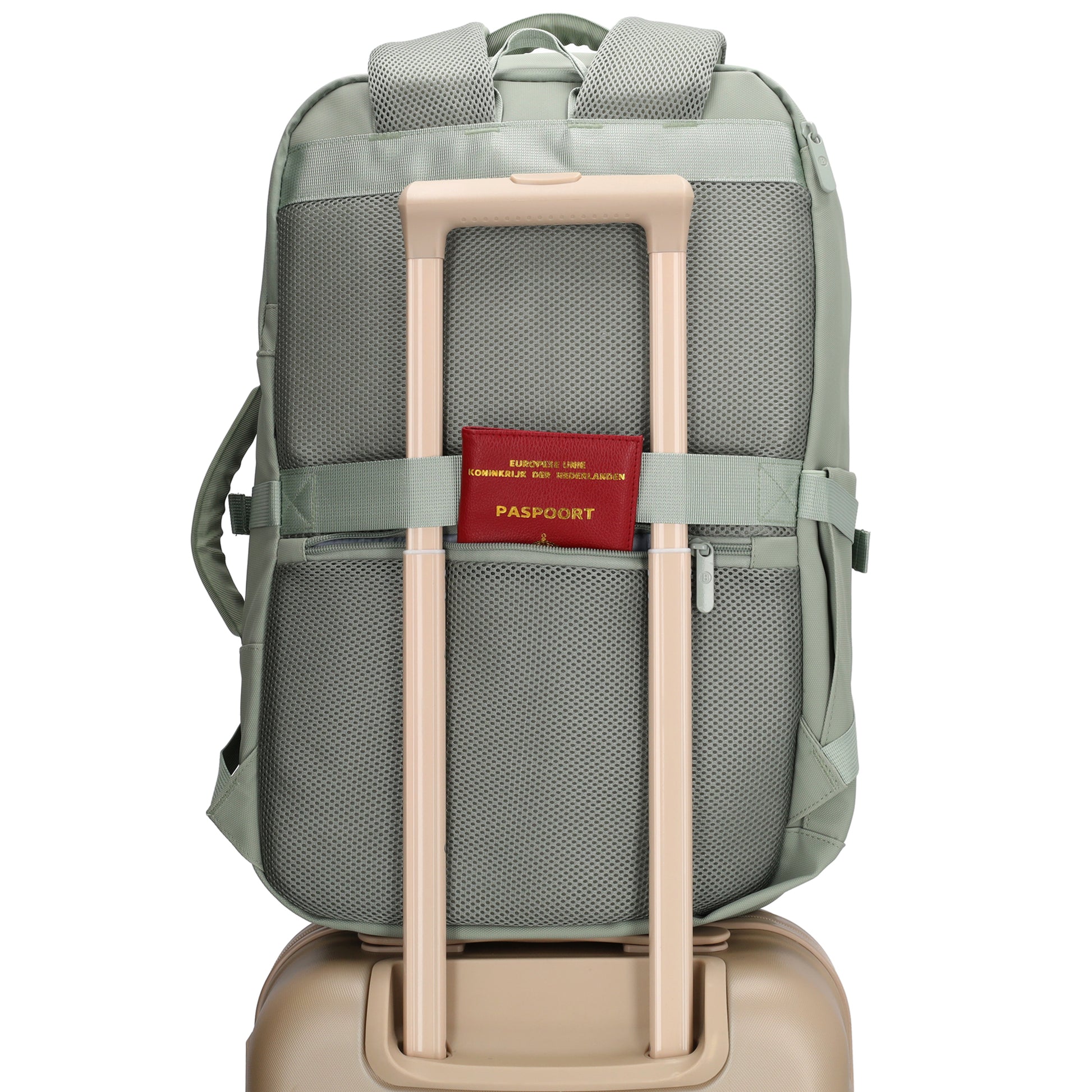 Rucksack 48x32x18cm in Mint mit Brustgurt und Aufsteckfunktion - leder-accessoires.com