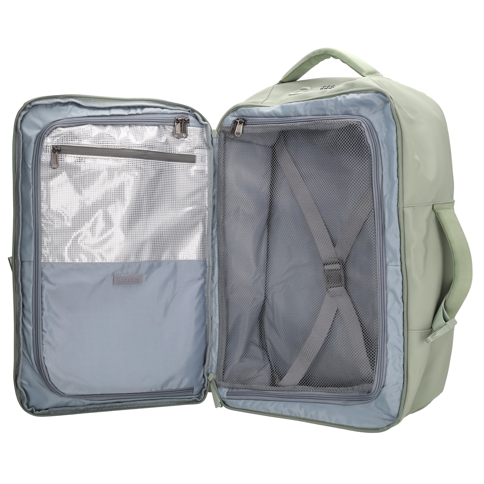 Rucksack 48x32x18cm in Mint mit Brustgurt und Aufsteckfunktion - leder-accessoires.com