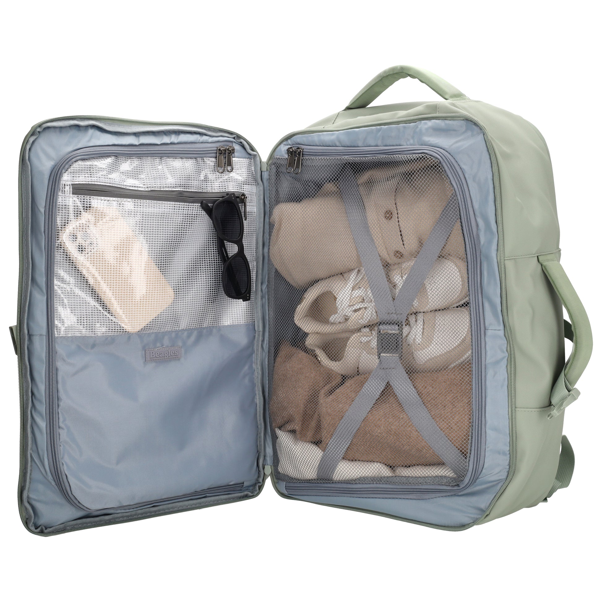 Rucksack 48x32x18cm in Mint mit Brustgurt und Aufsteckfunktion - leder-accessoires.com