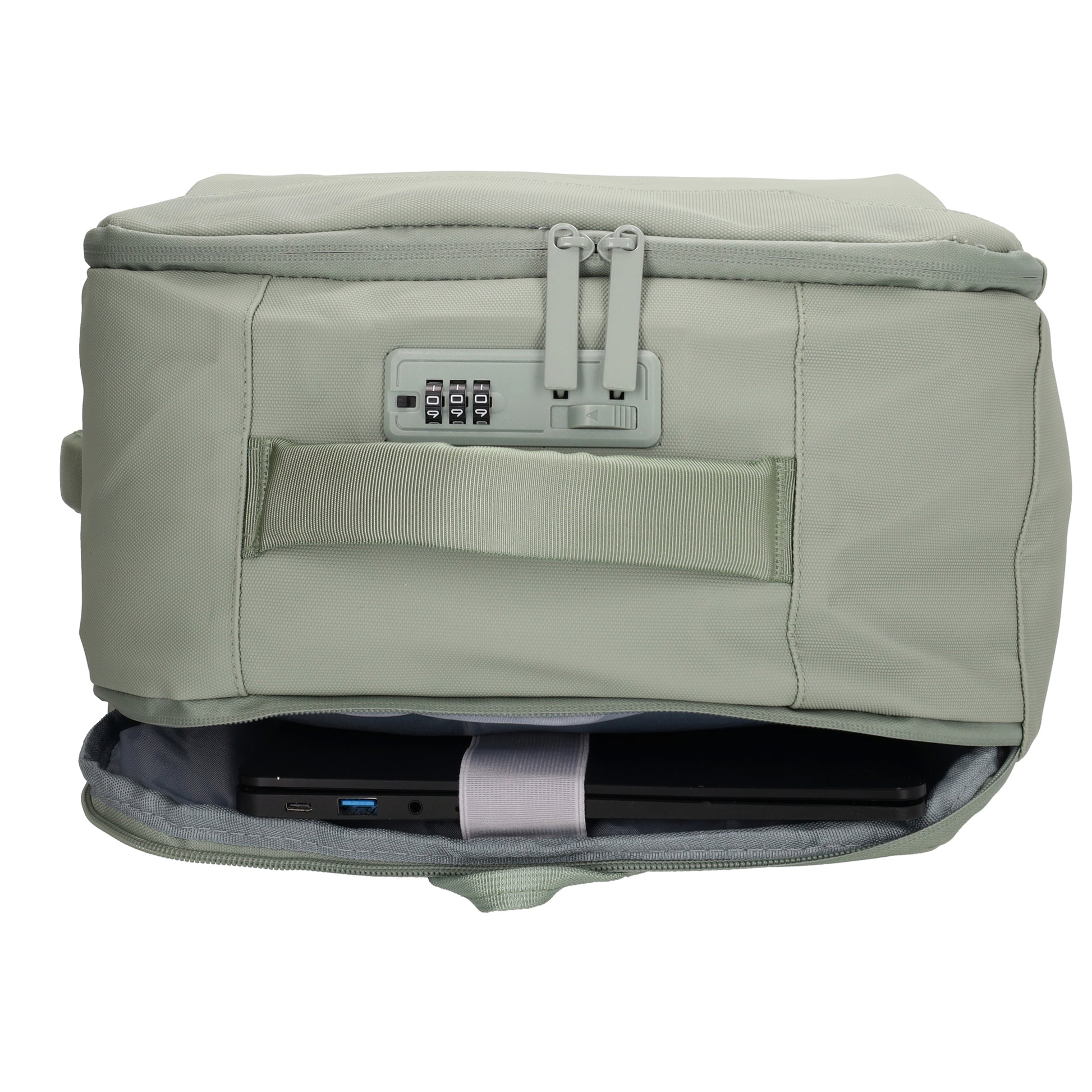 Rucksack 48x32x18cm in Mint mit Brustgurt und Aufsteckfunktion - leder-accessoires.com