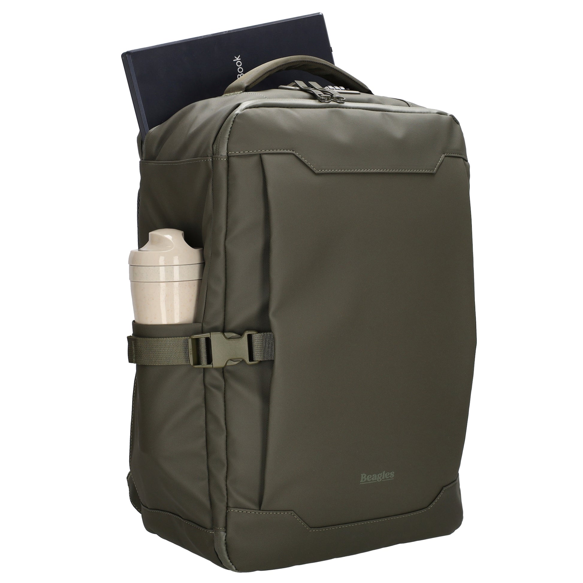 Rucksack 48x32x18cm in Dunkelgrün mit Brustgurt und Aufsteckfunktion - leder-accessoires.com