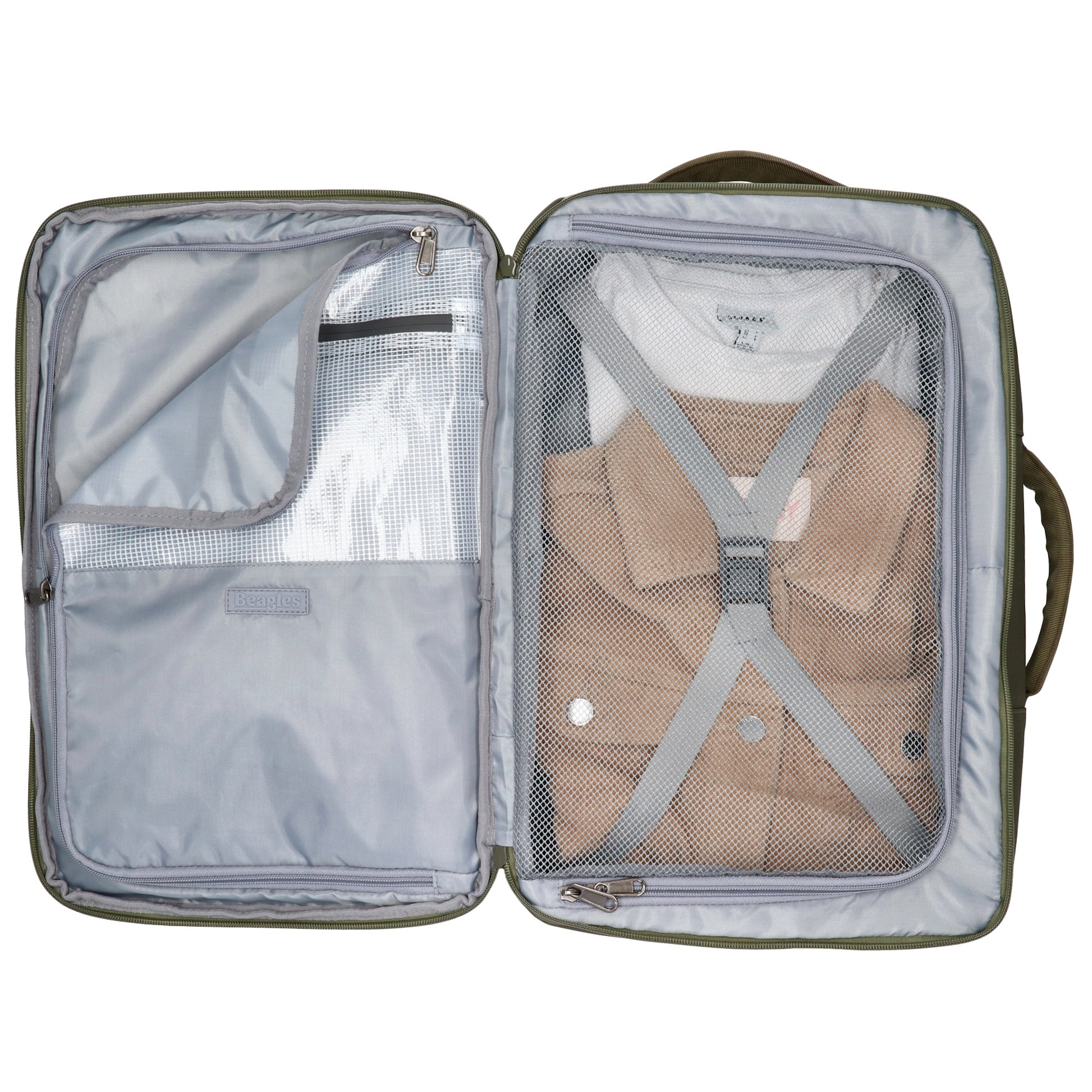 Rucksack 48x32x18cm in Dunkelgrün mit Brustgurt und Aufsteckfunktion - leder-accessoires.com