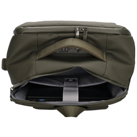 Rucksack 48x32x18cm in Dunkelgrün mit Brustgurt und Aufsteckfunktion - leder-accessoires.com