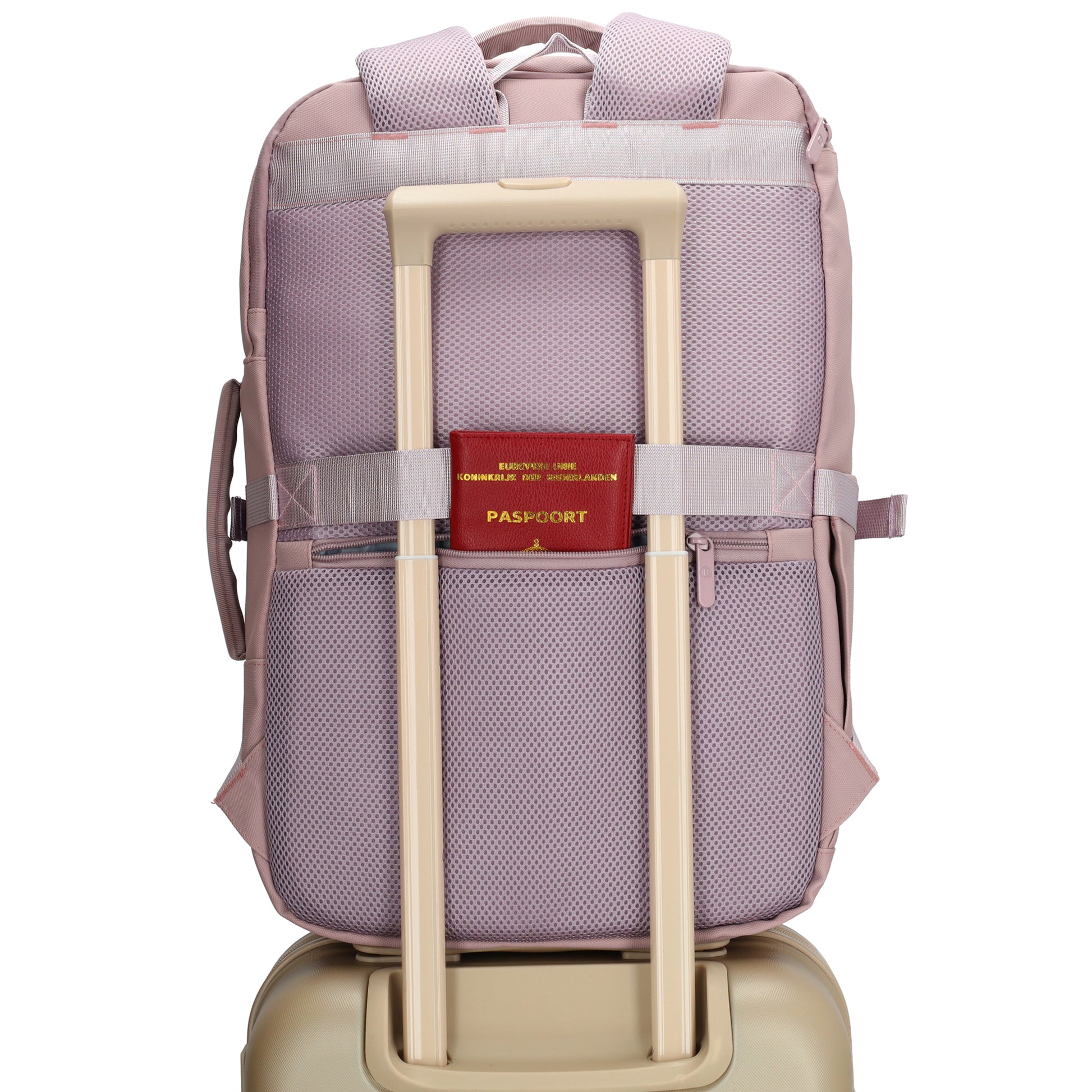 Rucksack 48x32x18cm in Rosa mit Brustgurt und Aufsteckfunktion - leder-accessoires.com