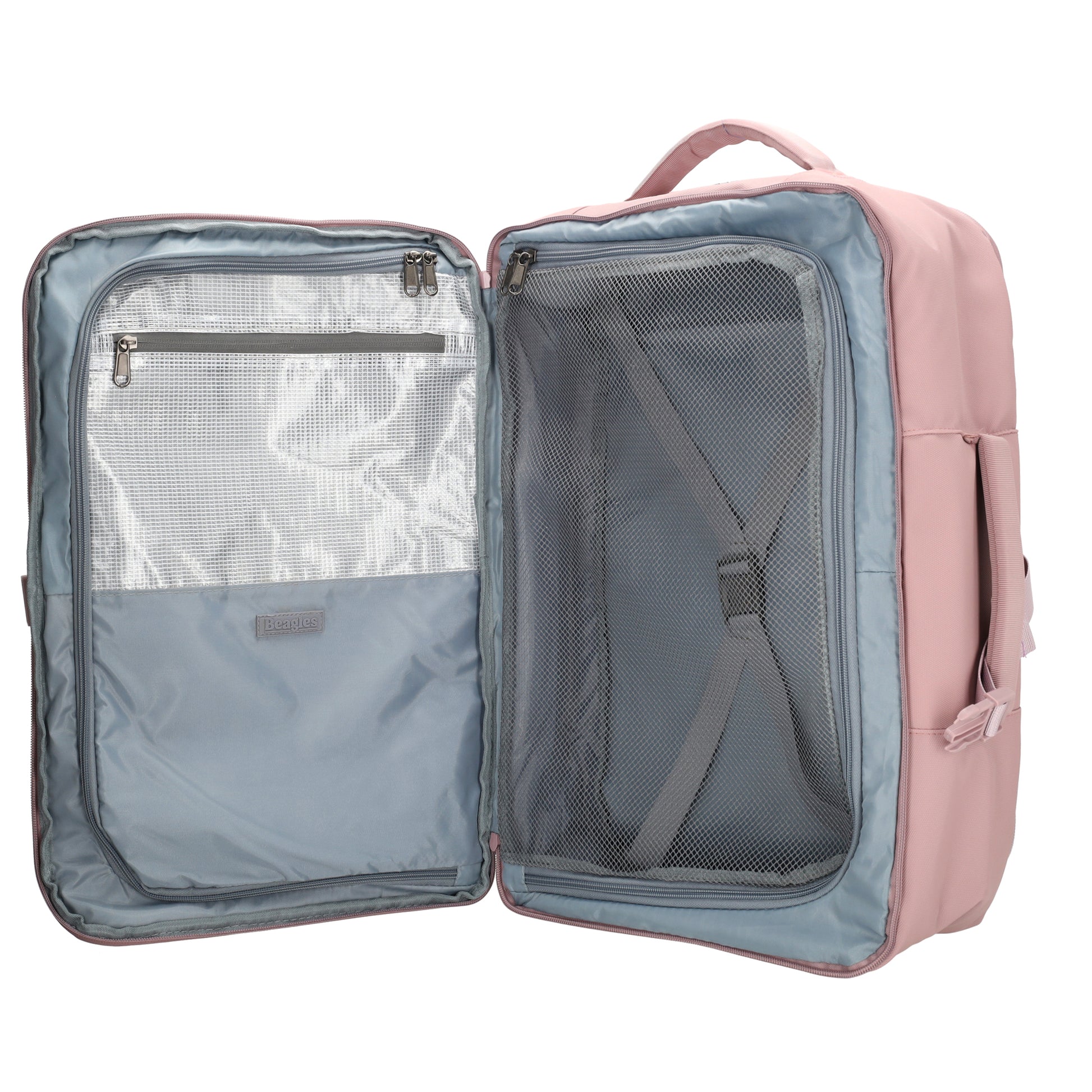 Rucksack 48x32x18cm in Rosa mit Brustgurt und Aufsteckfunktion - leder-accessoires.com