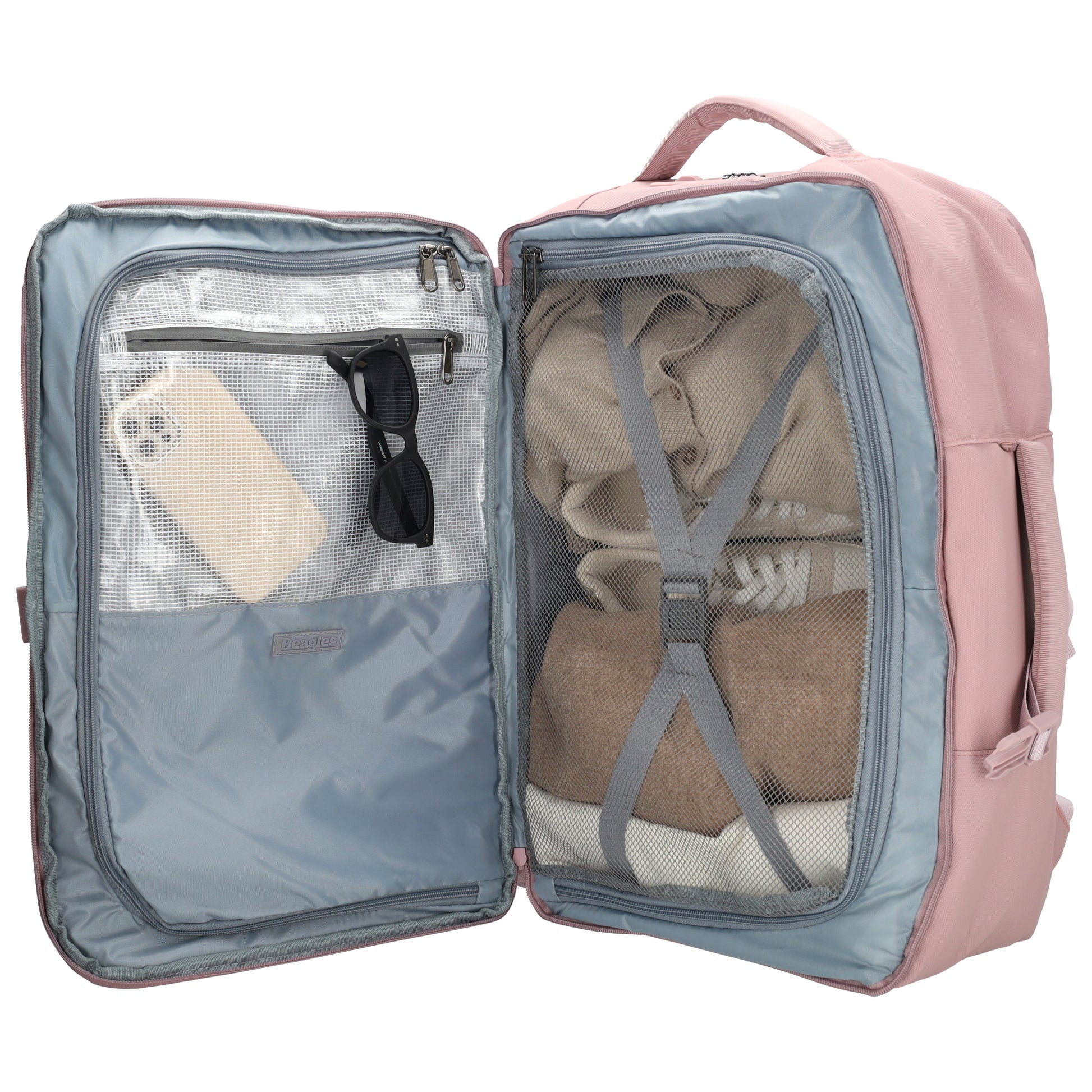 Rucksack 48x32x18cm in Rosa mit Brustgurt und Aufsteckfunktion - leder-accessoires.com