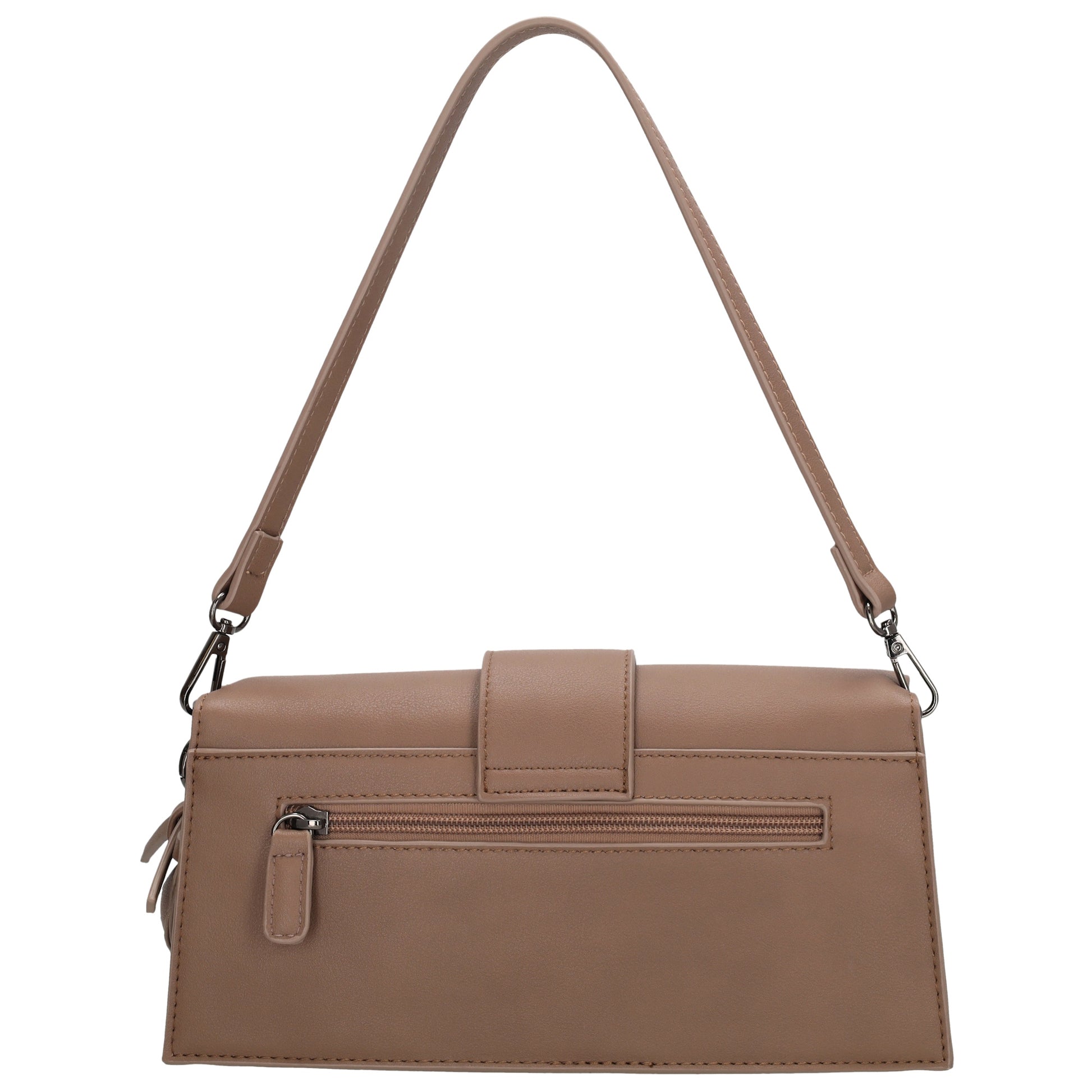 Schultertasche| Clutch 26 x 13cm in Taupe mit Überschlag - leder-accessoires.com